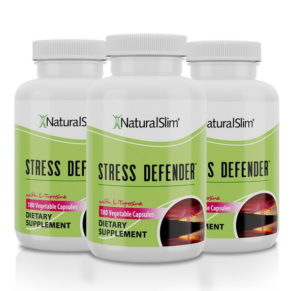 NaturalSlim Stress Defender 3-Pack - Stress Relief Supplement, 180 Capsules