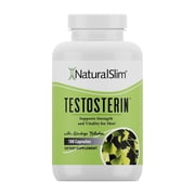 NaturalSlim Natural Testosterone Booster for Men - Male Enhancing Supplement with Ginkgo Biloba, L Arginine, Zinc, Vitamin B3, Testofen for Energy, Muscle Builder & Metabolism - 180 Capsules