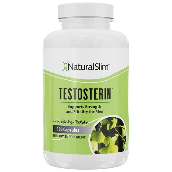 NaturalSlim Testosterin - Supplement for Men, Fenugreek Extract, Zinc, Vitality and Performance Support 180 Capsules