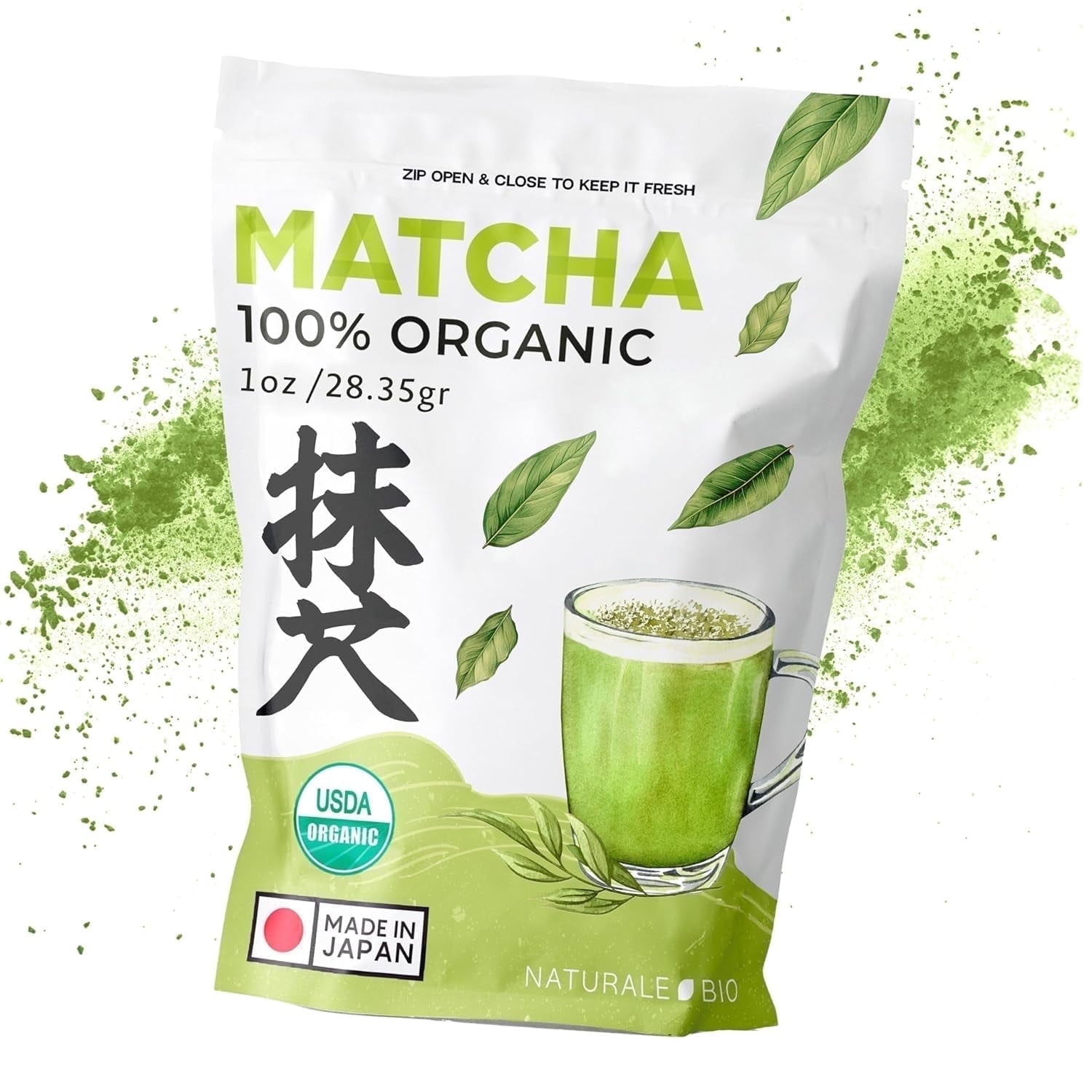 NaturaleBio 1oz Matcha Powder USDA Organic Matcha Green Tea Powder Harvested in Japan
