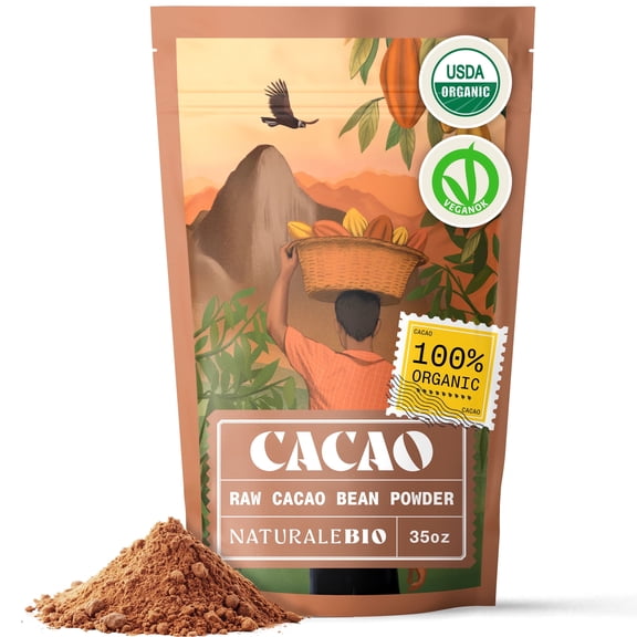 NaturaleBio Organic Cacao Powder – Unsweetened Cocoa Powder, 35 oz, Gluten-Free & Vegan