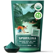 NaturaleBio Organic Spirulina Powder 8 oz | Pure Seaweed Superfood | Herbal Supplement from Tamil Nadu, India