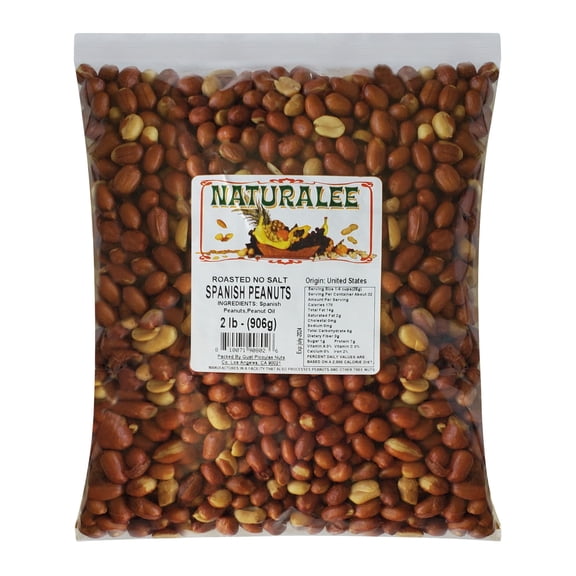 Naturalee Peanuts, With Skin GGA1 Spanish Peanuts 2 lbs - Roasted No Salt - Heart Health, High Protein