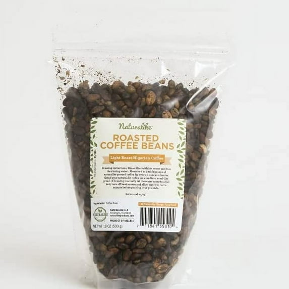 Naturalike Organic African Roasted Coffee Beans 18oz- Nigerian Dark Roast Coffee Whole Beans - Light Roast and Rich Taste Freshly Roasted Coffee Beans - All-Natural, No Preservatives - 500 Grams