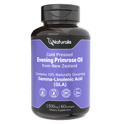 Naturalis Evening Primrose Oil 1300mg with Naturally Occurring GLAGamma-Linolenic Acid| 100% Natural from New Zealand | Cold Pressed | 60 Softgels