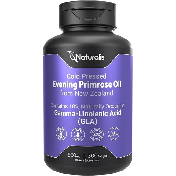 Naturalis Evening Primrose Oil with Naturally Occurring GLA(Gamma-Linolenic Acid)| 100% Natural from New Zealand | Cold Pressed |300 Mini-Softgels
