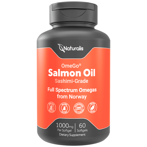 Naturalis Norwegian Atlantic Salmon Oil 1000mg | 100% Antibiotic Free, Non-GMO & Fully Traceable | Clinically Studied to Support Healthy Cholesterol Levels* | 60 Softgels
