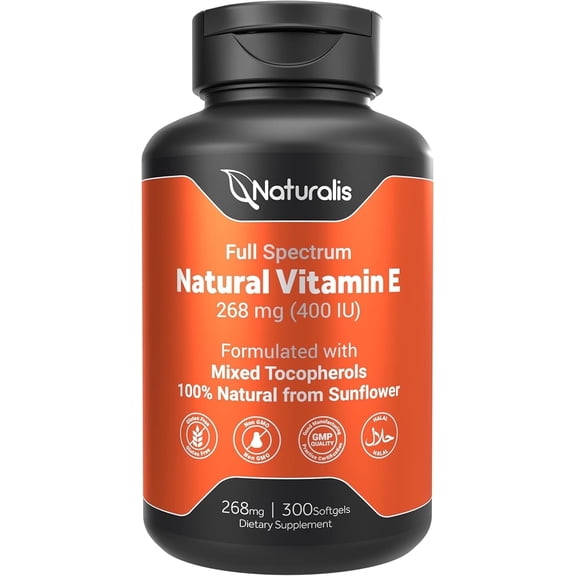 Naturalis Sunflower Vitamin E 268mg (400 IU) | Essential Skin Vitamin & Immune Support | | 300 Softgels