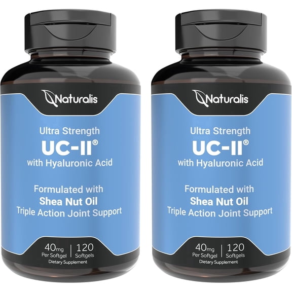 Naturalis UC-II 40 mg with Hyaluronic Acid | Enhanced Undenatured Type II Collagen for Better Joint Health | Pack of 2