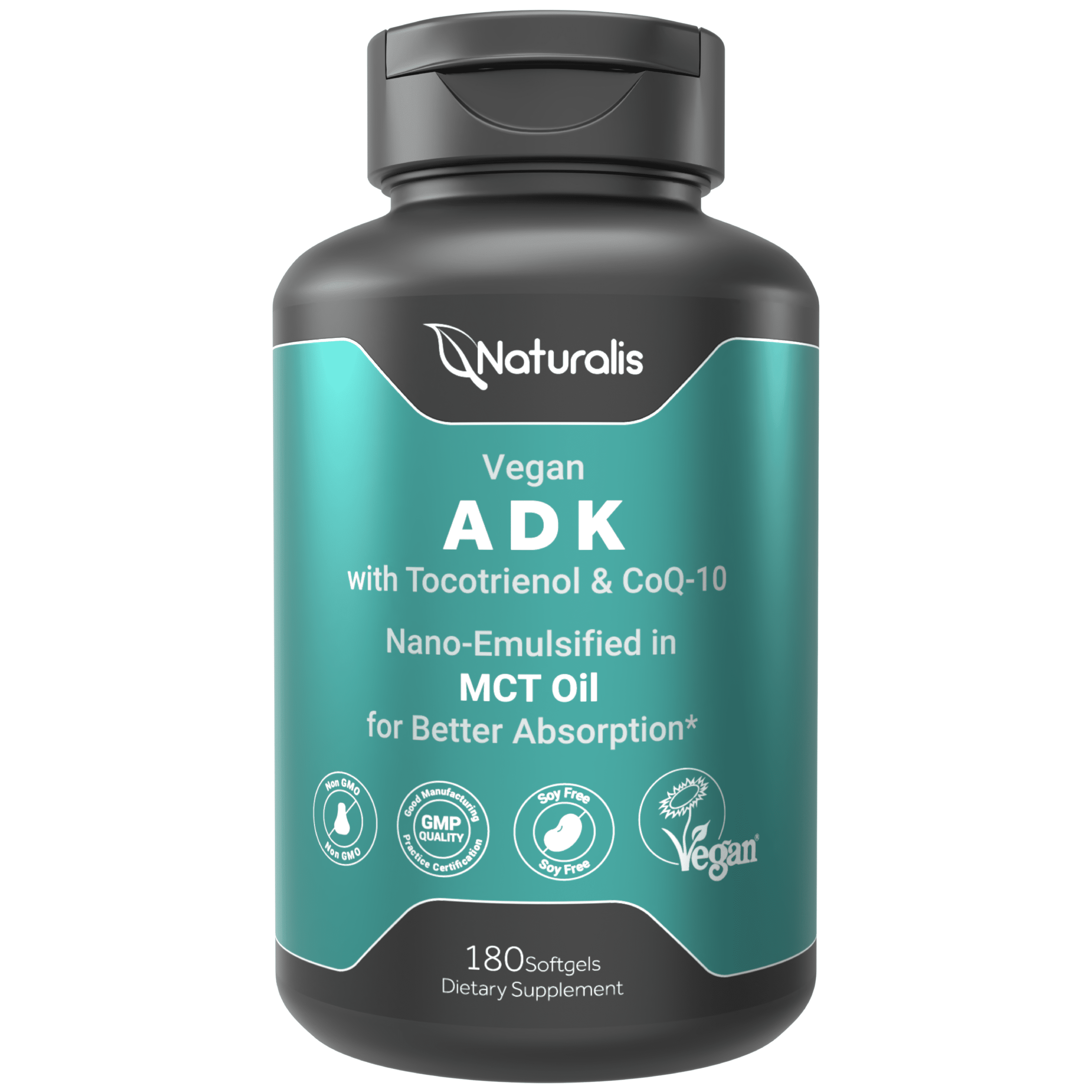 Naturalis Vegan Tocotrienol with CoQ-10 | Nano-Emulsified in EVOO for Better Absoprtion | Non-GMO, Soy Free and Vegan Society Certified | 180 Veggie Softgels (Carrageenan Free)