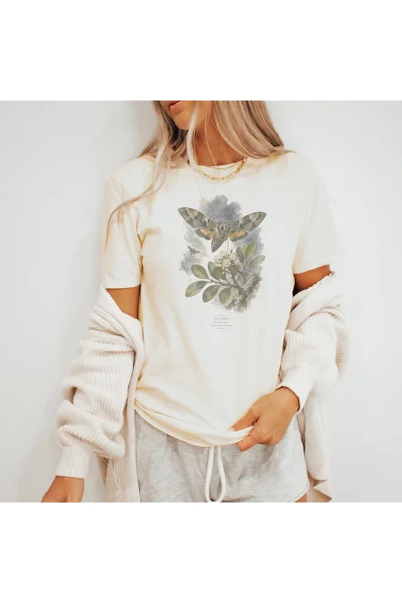 Naturalistic Moth Boho Graphic Tee Size S-5Xl Heygategoo Tee