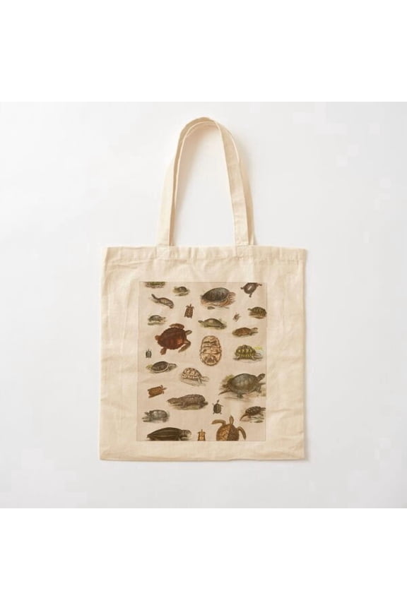 Naturalistic Turtle And Tortoise Canvas Tote Bags, Reusable Shopping Bag