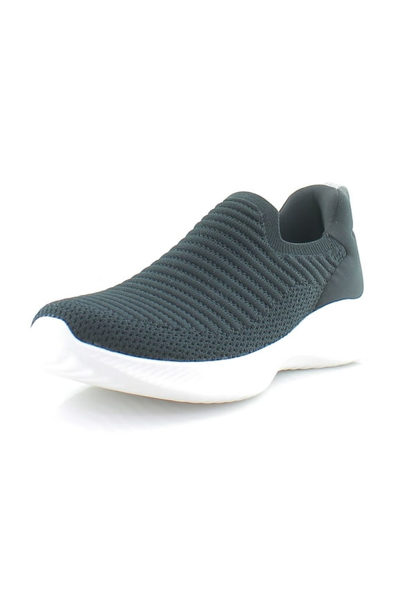 Womens Elite Comfortable Slip On Knit Sneaker Black Fabric 7W