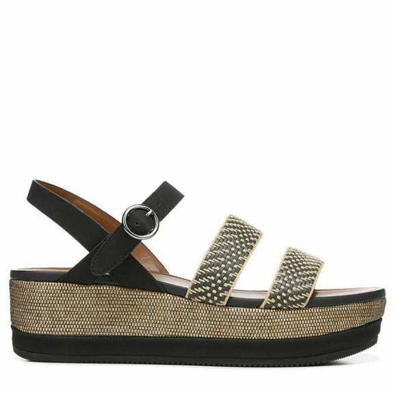 Naturalizer Women's Kaylin 2 Ankle Strap Wedge Sandals Black/Ivory 9M