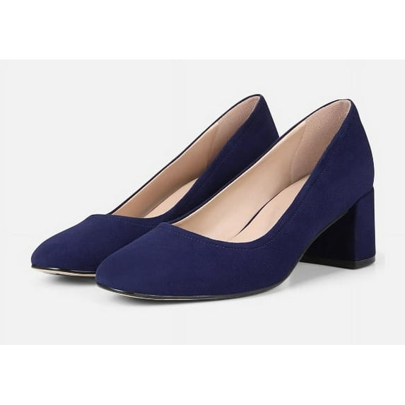 Naturalizer Rebecca Haven Blue Suede Pointed Toe Block Heeled Slip On Pumps (Haven Blue Suede, 12)