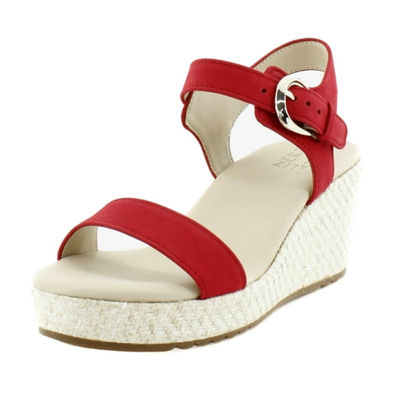 Naturalizer Womens Stella Open Toe Wedge Sandal Crantini Red 8.5M