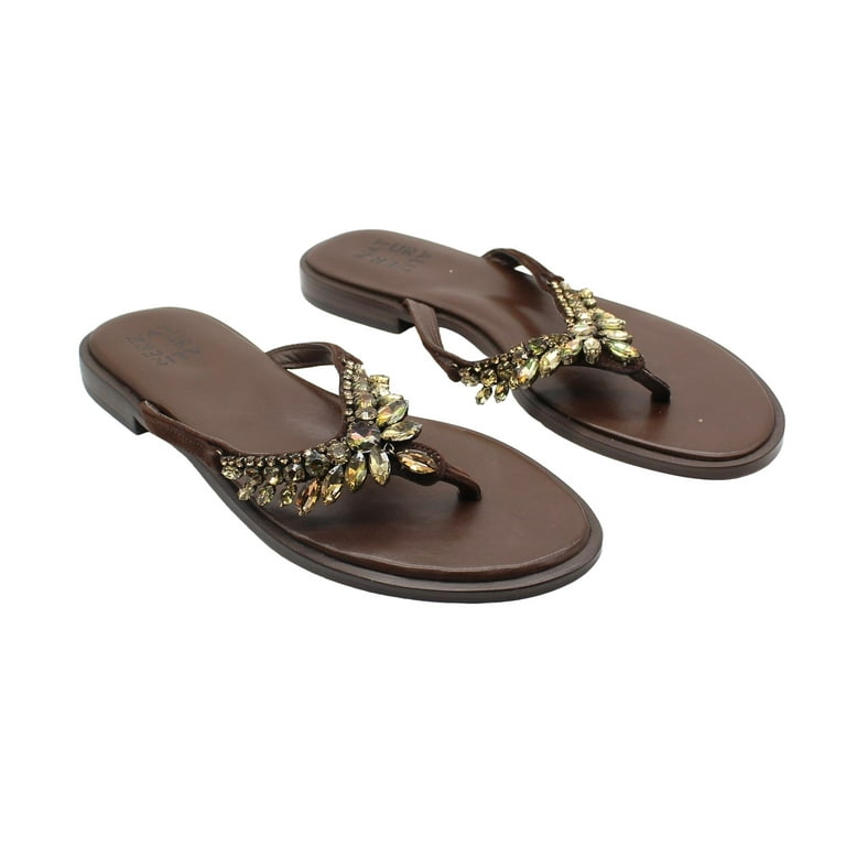 Naturalizer True Colors Fallyn Crystal Embellished Sandal in Mocha Leather Walmart