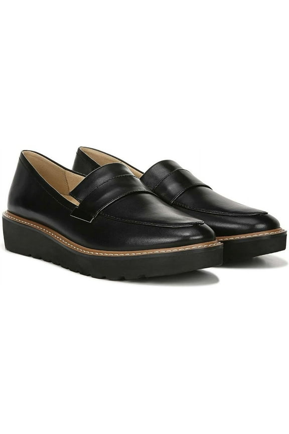 Women's Adaline Slip-On Platform Loafers Black Leather 11N