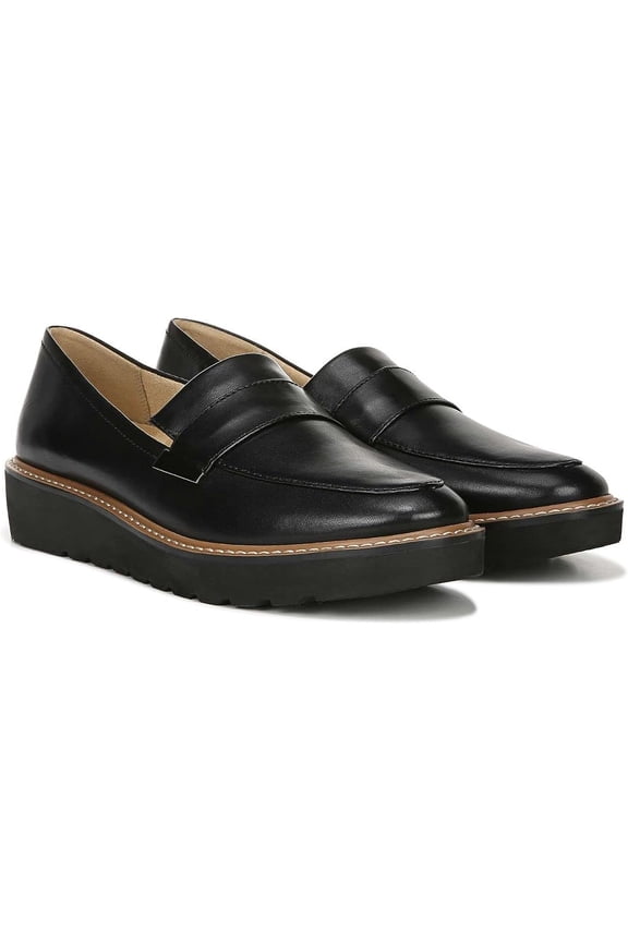 Women's Adaline Slip-On Platform Loafers Black Leather 11N