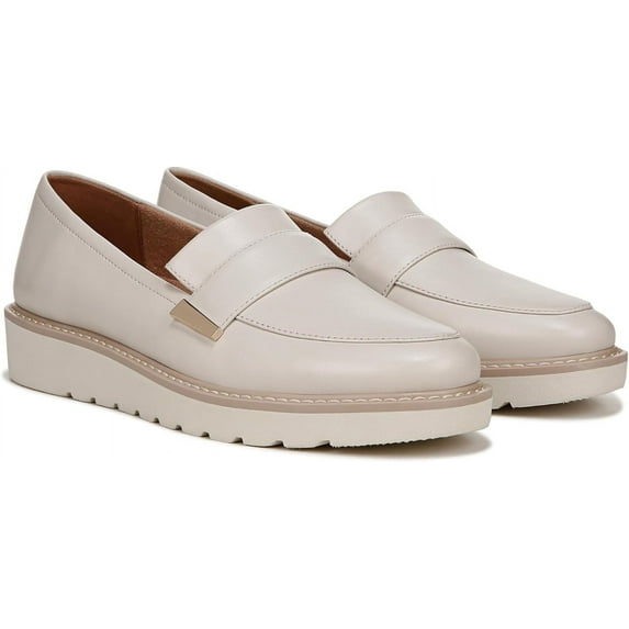 Naturalizer Women's Adaline Slip-On Platform Loafers Satin Pearl White Leather 9W