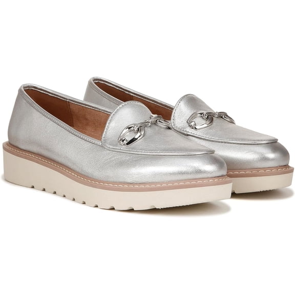Naturalizer Women's Adiline-bit Loafer Silver Leather 6M