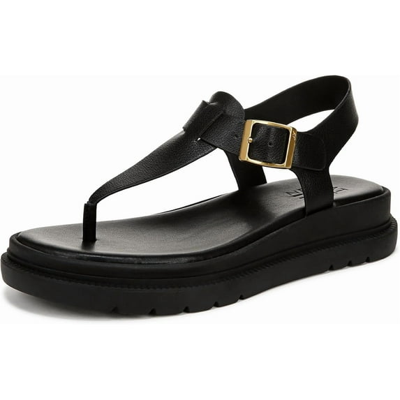 Naturalizer Women's Alyssa T-Strap Platform Sandal Black Tumbled 9.5W