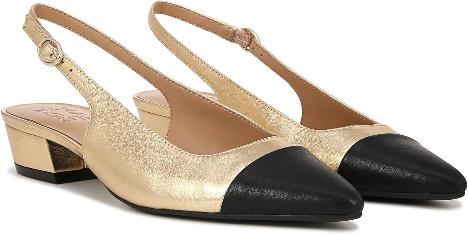 Naturalizer Women's Banks Slingback Pumps Dark Gold Lizard Leather