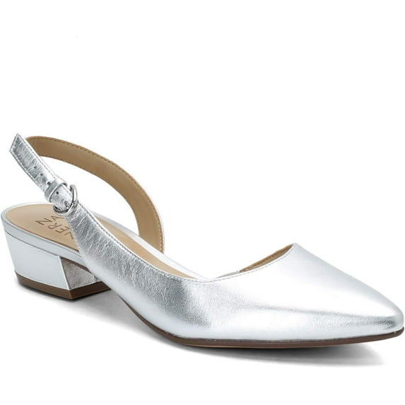 Naturalizer Women's Banks Slingback Pumps Silver Metallic Leather 12M