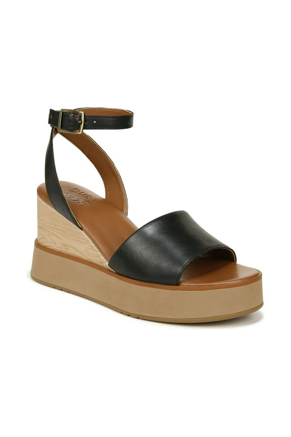 Women's Brynn Wedge Sandals Black Leather 6.5M