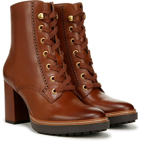 Naturalizer Women's Callie Lace Up Heeled Bootie Cider Spice Brown 8W