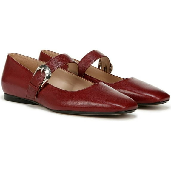 Naturalizer Women's Carter Mary Jane Flat Cranberry Leather 5M