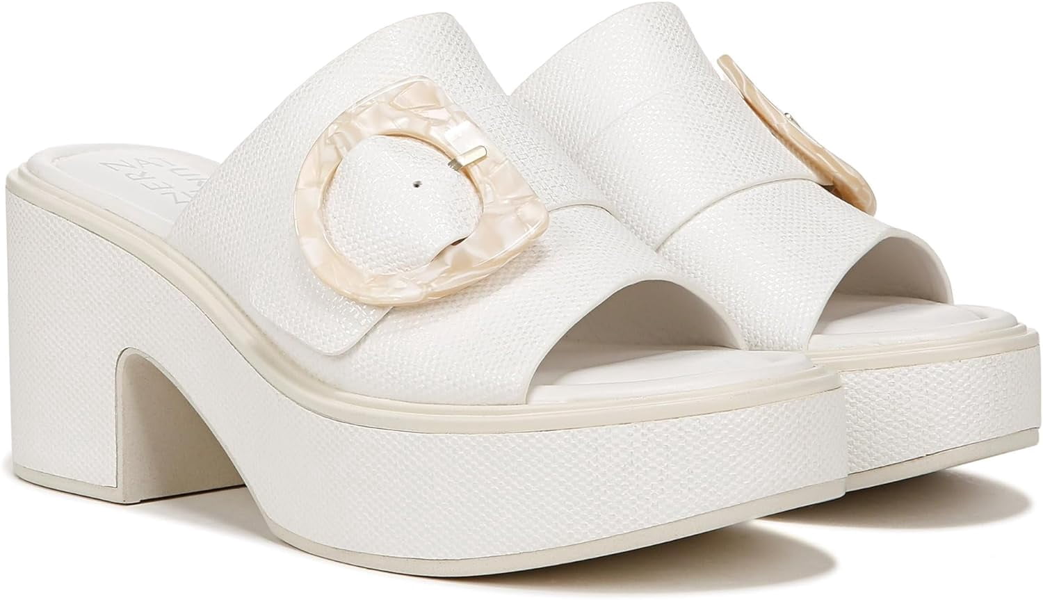 Naturalizer Women's Clara Slide Sandal - Retro Platform Sandal With Buckle, 3.25" Heel, Square Toe