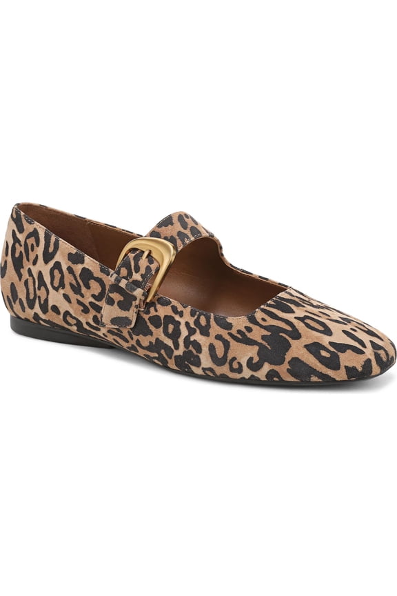 Women's Cosmic Mary Jane Flat Dark Brown Leopard Suede 5M