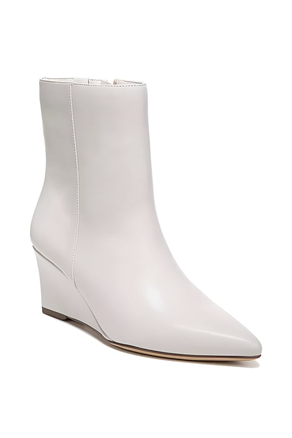 Women's Dario Wedge Mid Calf Booties Satin Pearl Leather 5M