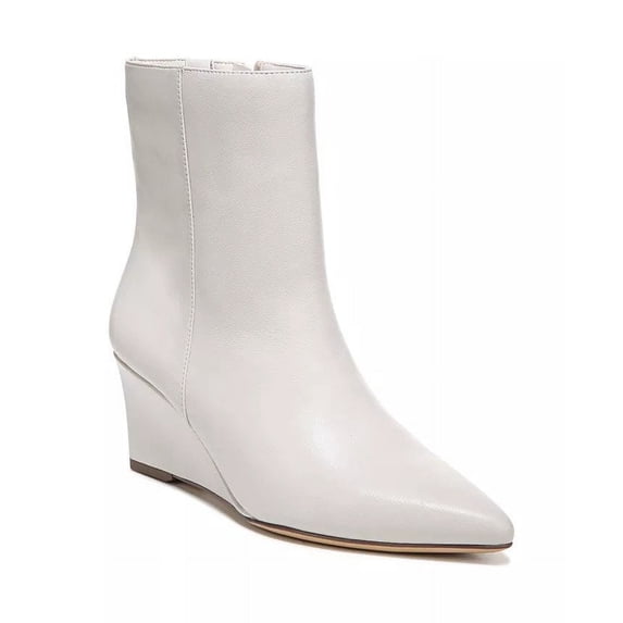 Naturalizer Women's Dario Wedge Mid Calf Booties Satin Pearl Leather 7W
