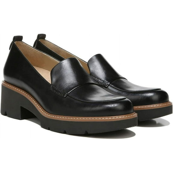 Naturalizer Women's Darry Lug Sole Heeled Loafer Black 12WW