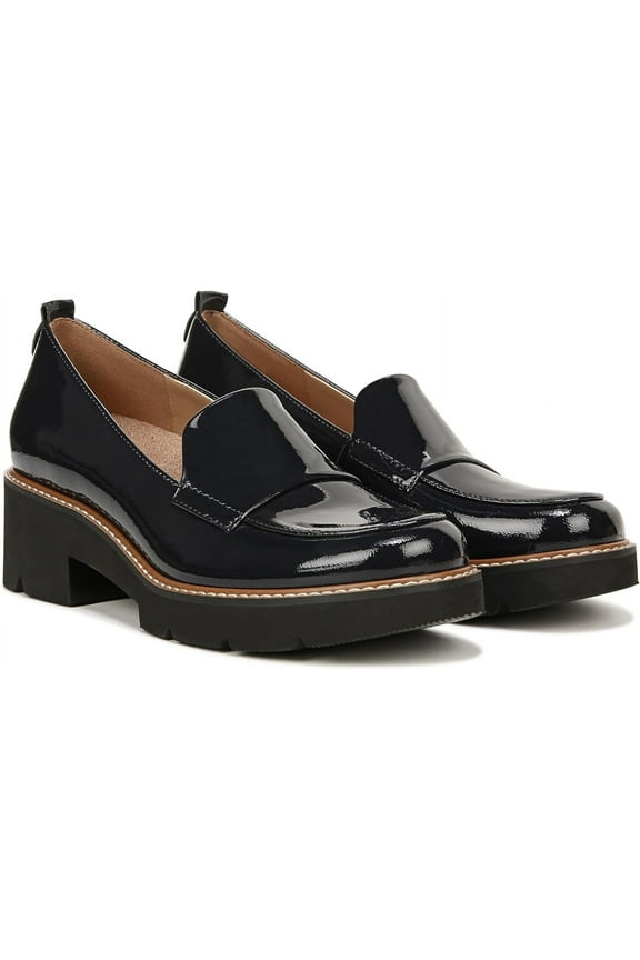 Women's Darry Lug Sole Heeled Loafer French Navy Patent 12W