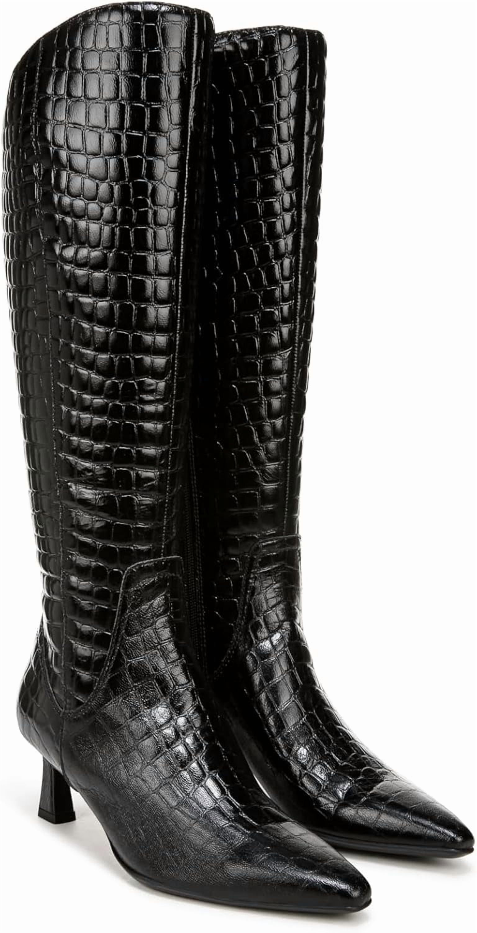 Naturalizer Women's Deesha Knee High Boot Black Leather Wide Calf