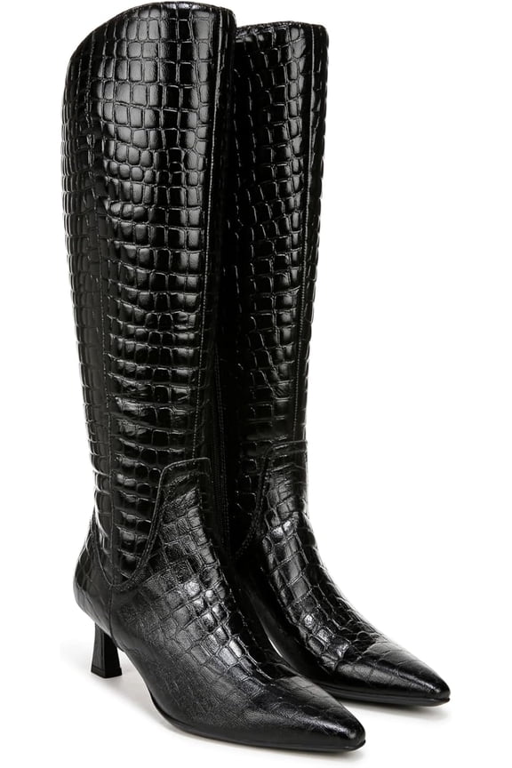 Women's Deesha Knee High Boot Black Croco Wide Calf 12W