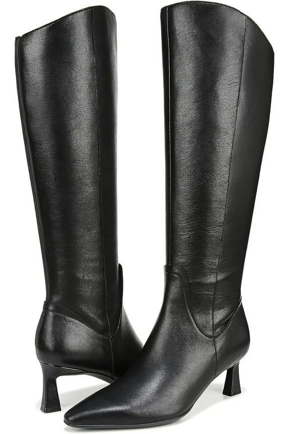 Women's Deesha Knee High Boot Black Leather Wide Calf 6M