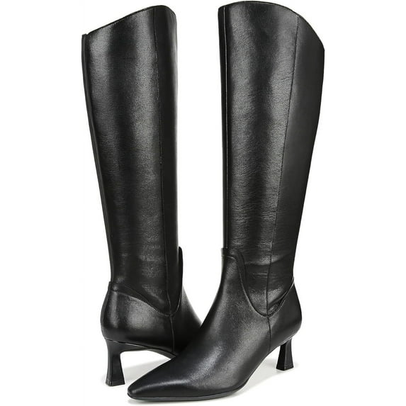 Naturalizer Women's Deesha Knee High Boot Black Leather Wide Calf 8XW