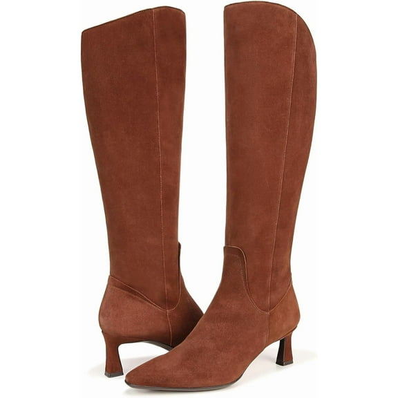 Naturalizer Women's Deesha Knee High Boot Cocoa Brown Suede Wide Calf 9.5M