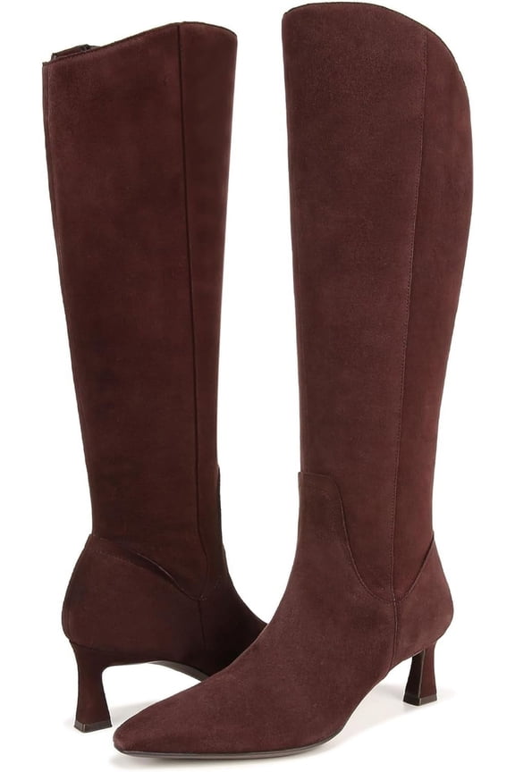 Women's Deesha Knee High Boot Mahogany Brown Suede Wide Calf 8.5M