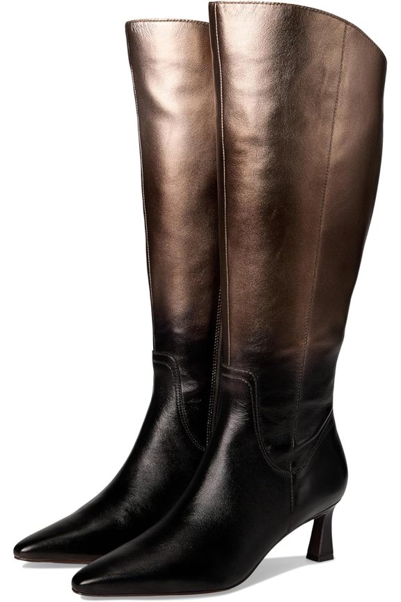 Women's Deesha Knee High Boot Unity Metallic Leather Extra Wide Calf 9WW