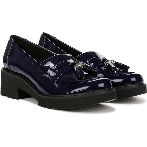 Naturalizer Women's Desmond Lug Loafer French Navy Patent 8W