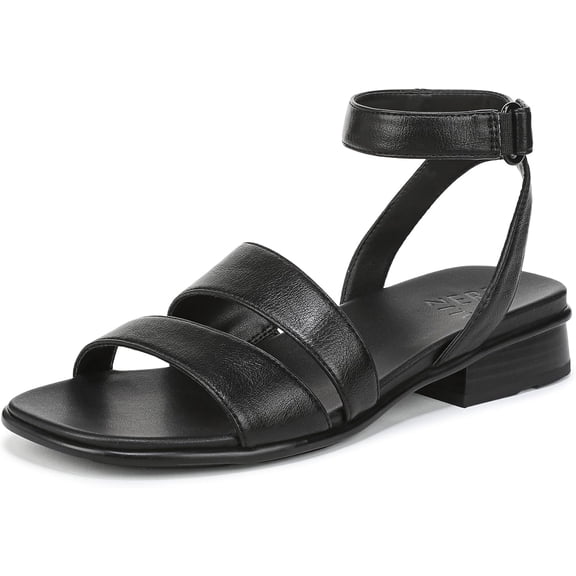 Naturalizer Women's Effie Square Toe Block Heel Flat Sandal Black 7M