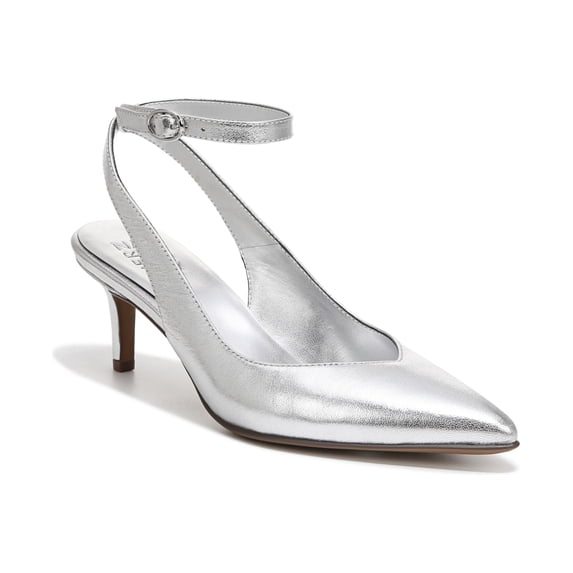 Naturalizer Women's Eliya Slingback Pumps Silver Leather 7.5W