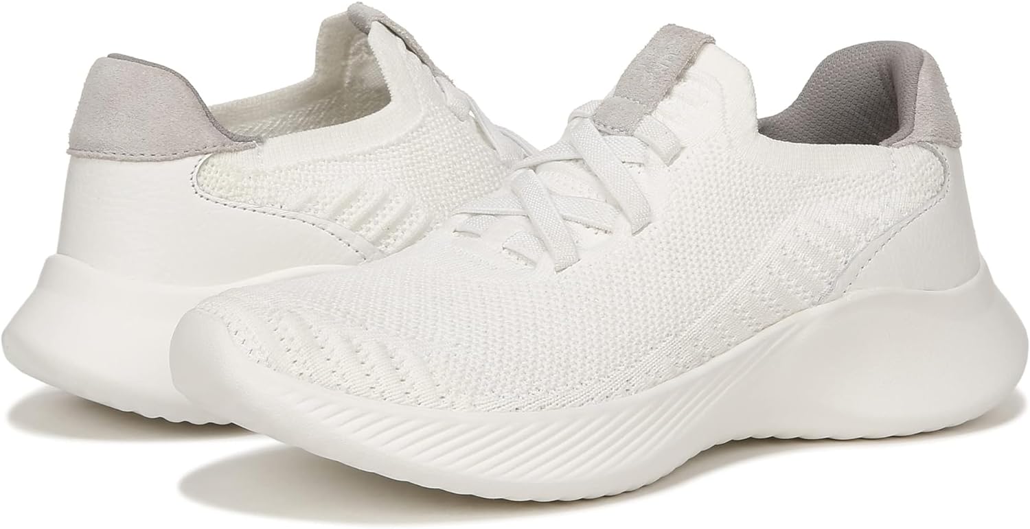 Naturalizer Women's Emerge Slip on Lace Up Knit Sneakers White Fabric 11M