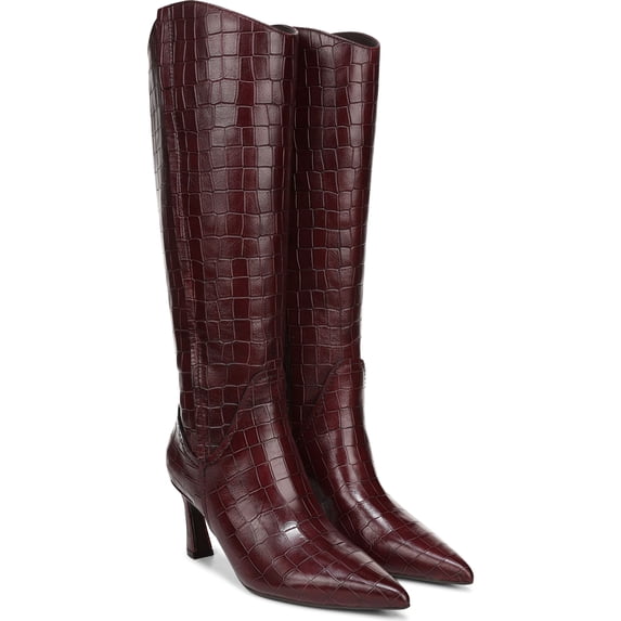 Naturalizer Women's Emily Knee High Boot Cranberry Red Croco Extra Wide Calf 7.5XW