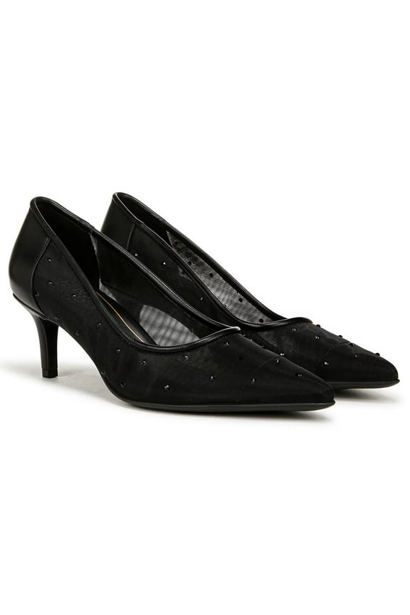Women's Everly 4 Pump Black Faux Leather & Mesh 11W
